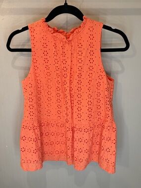 LOFT Coral Eyelet Peplum Camisole